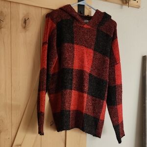 Natural Reflections Red and Black Plaid Hoodie